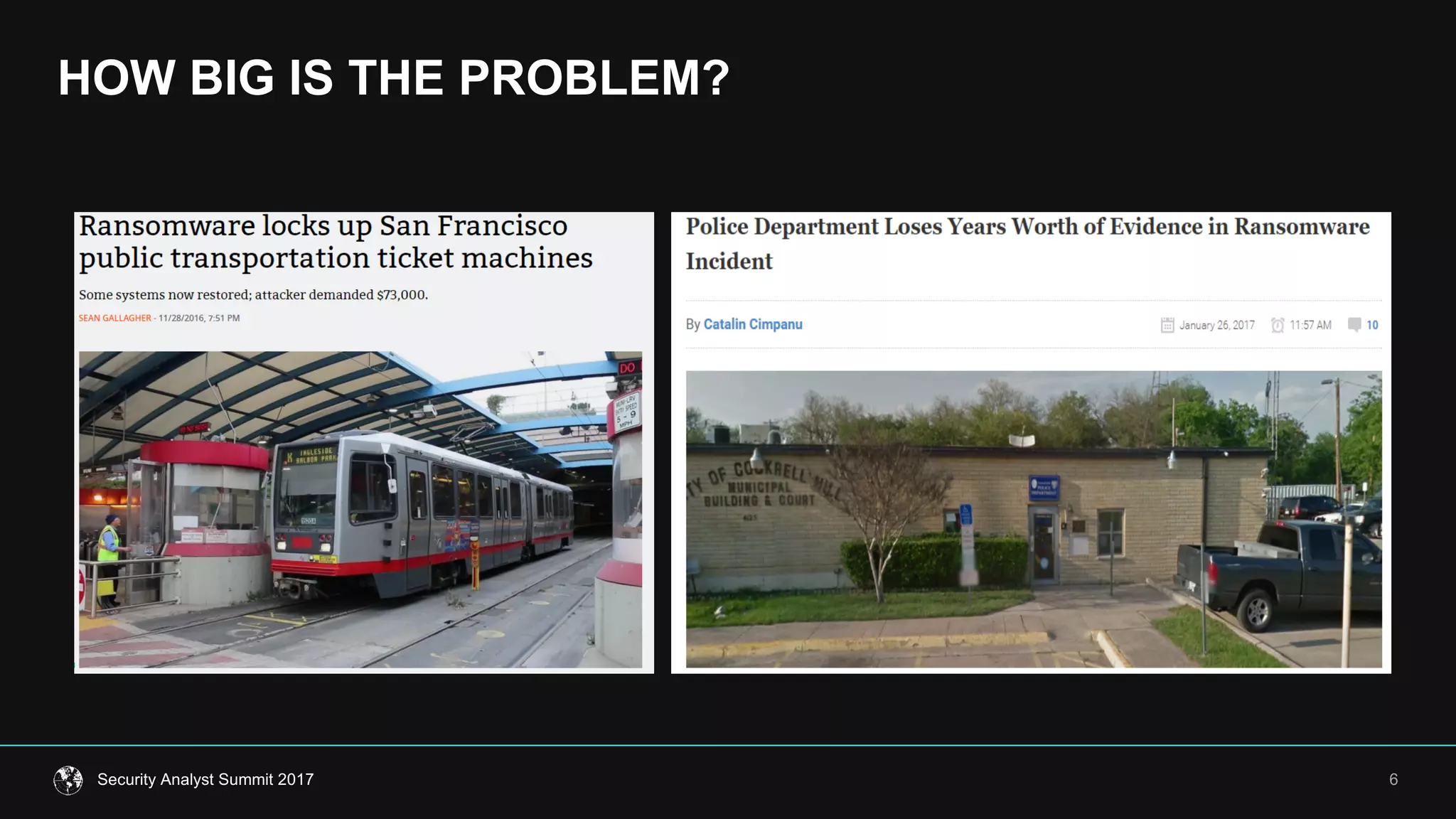 HOW  BIG  IS  THE  PROBLEM?
6Security  Analyst  Summit  2017
 