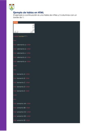 Iv bimestre tablas en html | PDF