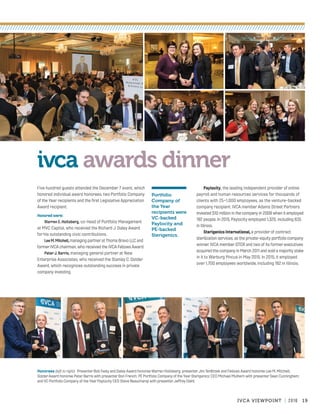 IVCA VIEWPOINT | 2016 19
ivca awards dinner
Five hundred guests attended the December 7 event, which
honored individual aw...