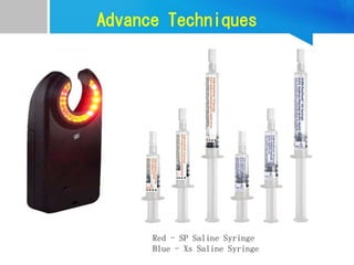 Advance Techniques
Red - SP Saline Syringe
Blue - Xs Saline Syringe
 