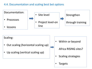 Agricultural intensification, value chain development and human capacity strengthening: How can we build these together