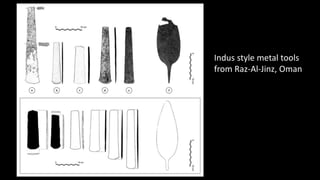 Indus style metal tools
from Raz-Al-Jinz, Oman
 