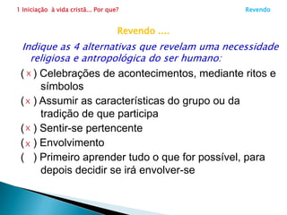 1 Iniciação  à vida cristã... Por que?                      1.6 A comunidade inteira vai ser sinal de algo muito bom (27)De seguidor de movimento a integrante da igrejaA iniciação à espiritualidade deste ou daquele instituto religioso ou movimento são úteis, e cada pessoa pode  aderir ao grupo com o qual sente mais afinidade. Entretanto, estamos falando aqui daquilo que está além de determinada espiritualidade. Estamos falando do seguimento a Jesus, que é o objetivo de qualquer espiritualidade e da vivência cristã. O essencial é o comprometimento em ser discípulo e com a missão eclesial. www.meritocat.com.br