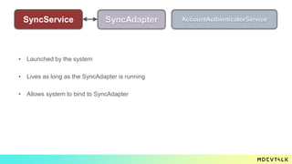 AccountAuthenticatorServiceSyncService SyncAdapter
Android expects you to provide account authentication as part of your s...