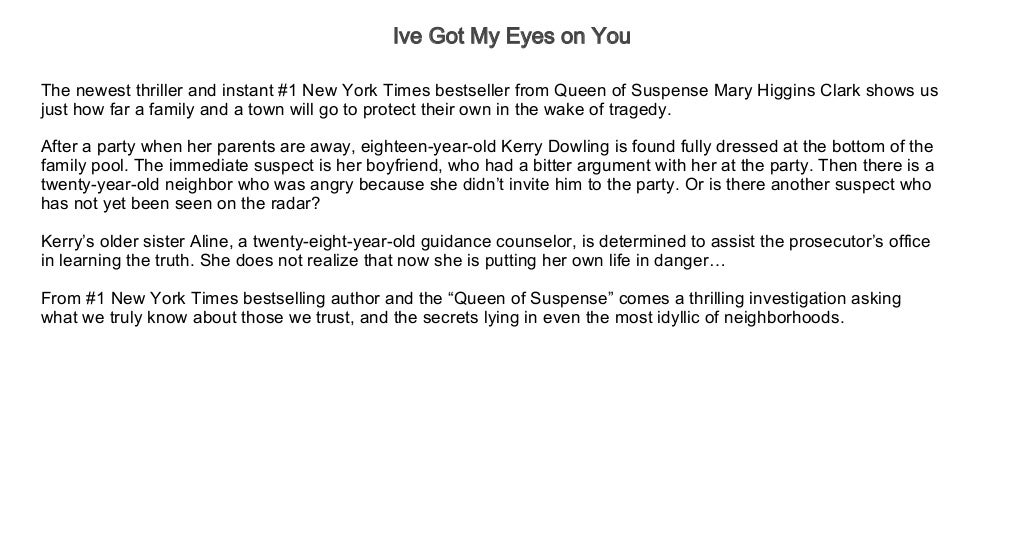 Ive Got My Eyes On You Full Length Audio Books Free Ive Got My Eyes On You Full Length Audio Books Free