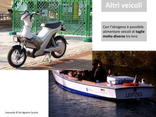 Altri veicoli
Con l’idrogeno è possibile
alimentare veicoli di taglie
molto diverse tra loro
Leonardo © De Agostini Scuola
 