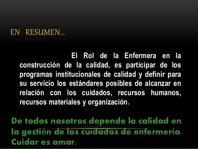 Gestión de calidad en el cuidado enfermero