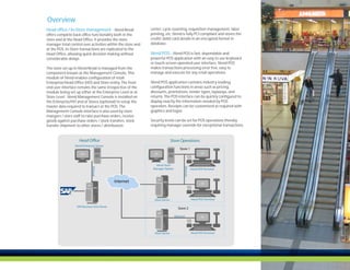 Overview
Head office / In-Store management - iVend Retail             center, cycle counting, requisition management, label
offers complete back office functionality both in the        printing, etc. iVend is fully PCI compliant and stores the
store and at the Head Office. It provides the store          credit/ debit card details in an encrypted format in
manager total control over activities within the store and   database.
at the POS. In-Store transactions are replicated to the
Head Office, allowing quick decision making without          iVend POS - iVend POS is fast, dependable and
considerable delays                                          powerful POS application with an easy to use keyboard
                                                             or touch-screen operated user interface. iVend POS
The store set up in iVend Retail is managed from the         makes transactions processing error free, easy to
component known as the Management Console. This              manage and execute for any retail operations.
module of iVend enables configuration of retail
Enterprise/Head Office (HO) and Store entity. The front      iVend POS application contains industry-leading
end user interface remains the same irrespective of the      configuration functions in areas such as pricing,
module being set up either at the Enterprise Level or at     discounts, promotions, tender types, layaways, and
Store Level. iVend Management Console is installed on        returns. The POS interface can be quickly configured to
the Enterprise/HO and at Stores (optional) to setup the      display exactly the information needed by POS
master data required to transact at the POS. The             operators. Receipts can be customized as required with
Management Console interface is also used by store           graphics and logos.
mangers / store staff to raise purchase orders, receive
goods against purchase orders / stock transfers, stock       Security levels can be set for POS operations thereby
transfer shipment to other stores / distribution             requiring manager override for exceptional transactions.
 