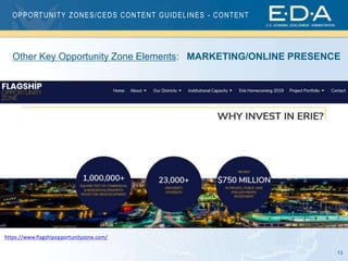 13
Other Key Opportunity Zone Elements: MARKETING/ONLINE PRESENCE
OPPORTUNITY ZONES/CEDS CONTENT GUIDELINES - CONTENT
http...