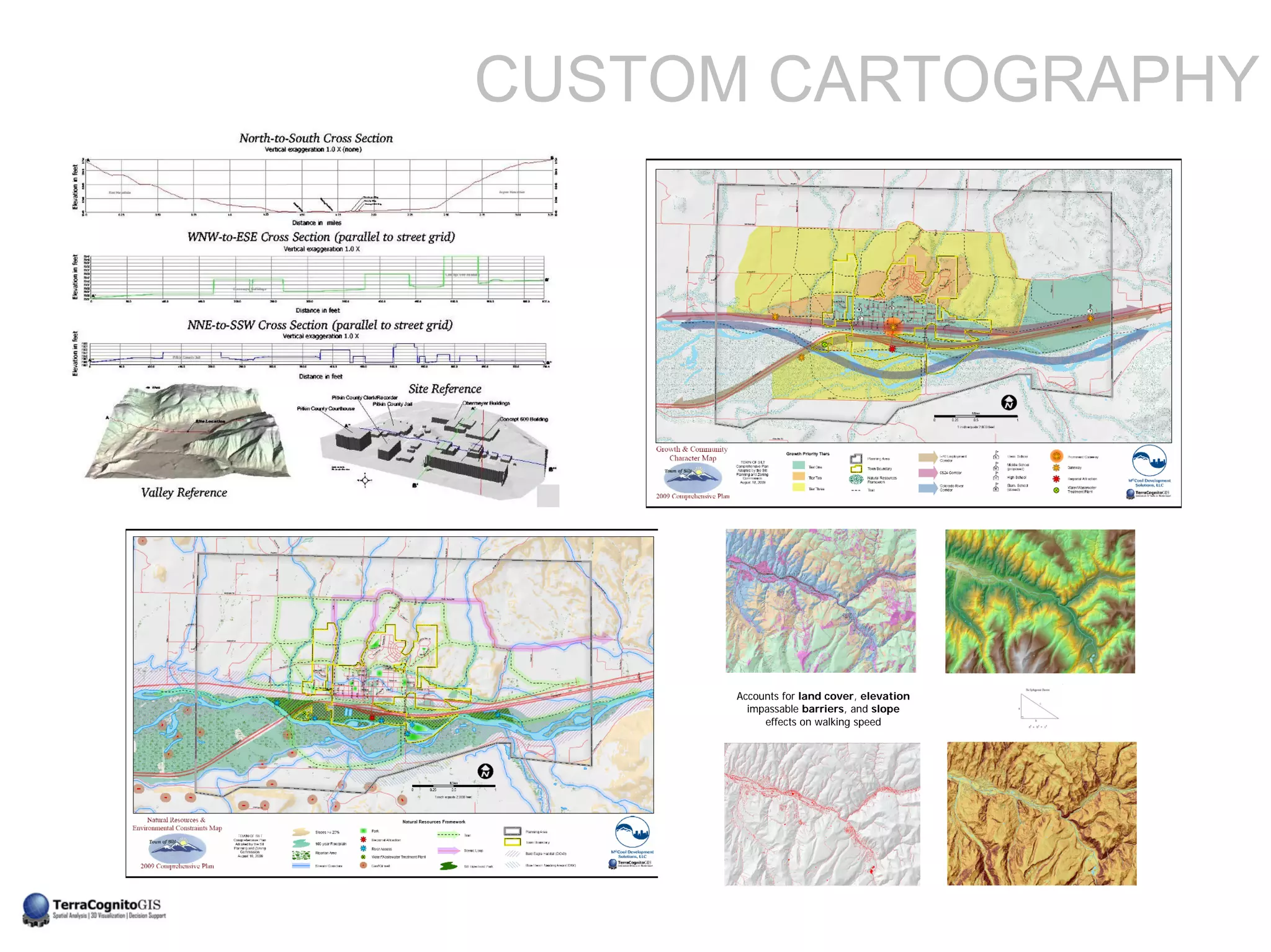 CUSTOM CARTOGRAPHY




      Accounts for land cover, elevation
        impassable barriers, and slope
           effects on walking speed
 