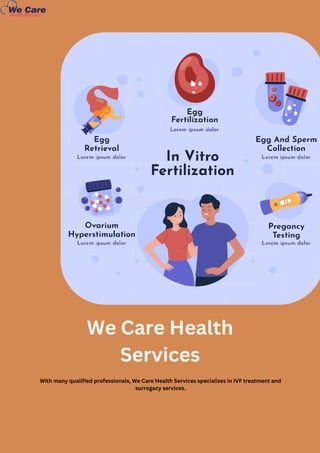 We Care Health
Services
With many qualified professionals, We Care Health Services specializes in IVF treatment and
surrogacy services.
 