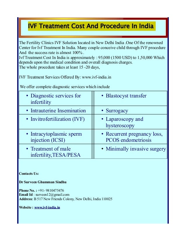 Ivf Treatments Procedure And Cost In India Ivf Treatments Procedure And Cost In India