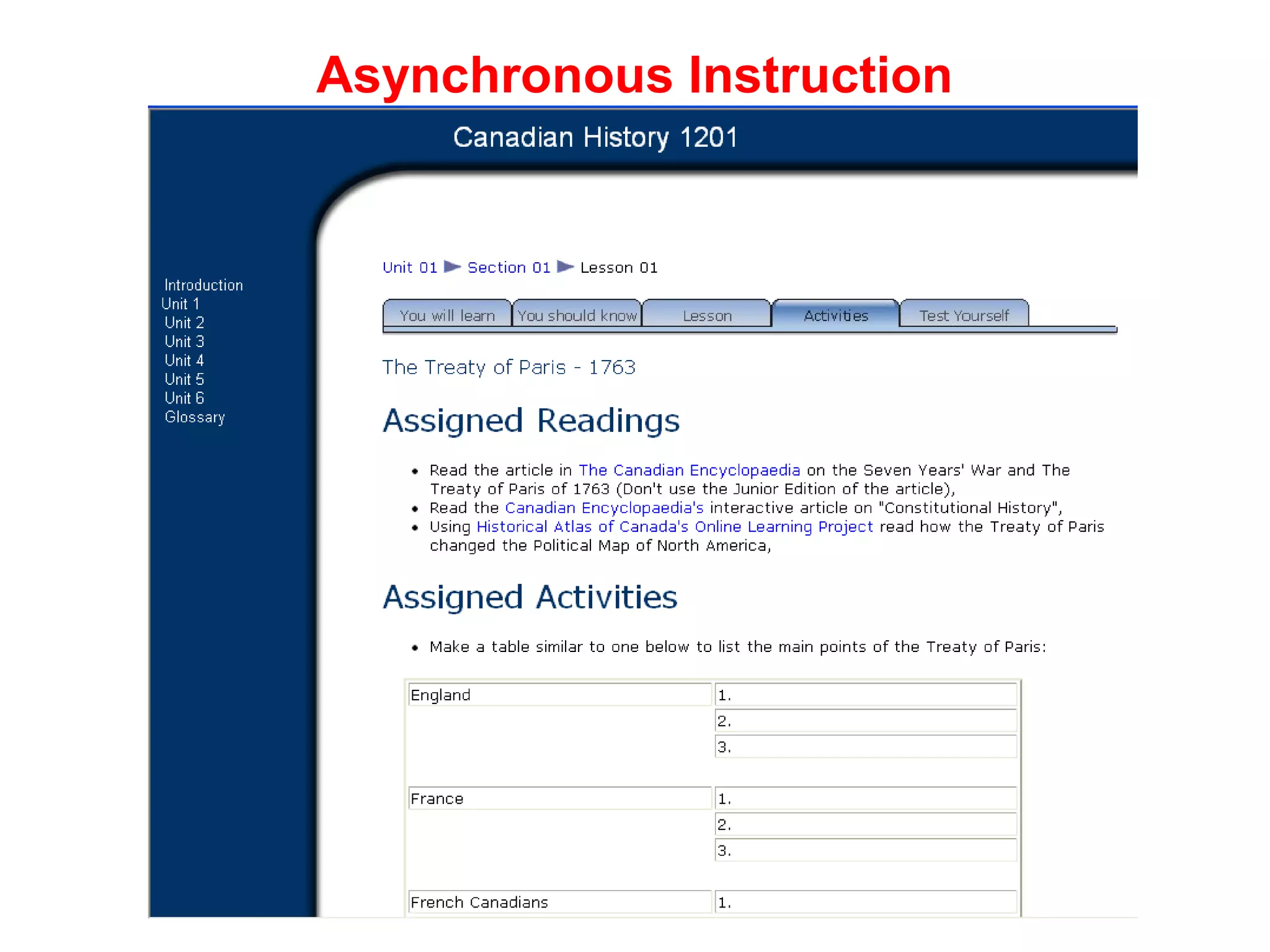 Asynchronous Instruction
 