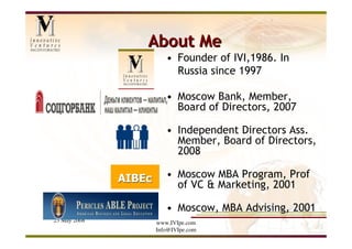 IVI Presentation at UNECE Conference, May 2008