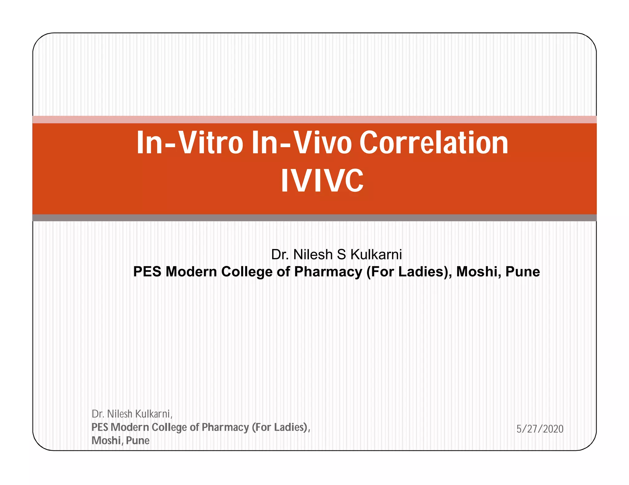 In Vitro In vivo Correlation | PDF