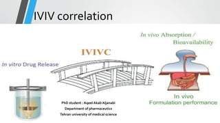 IVIV correlation
PhD student : Aqeel Akab Aljanabi
Department of pharmaceutics
Tehran university of medical science
 