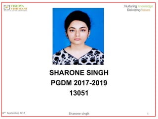 12th September 2017 Sharone singh 1
SHARONE SINGH
PGDM 2017-2019
13051
 