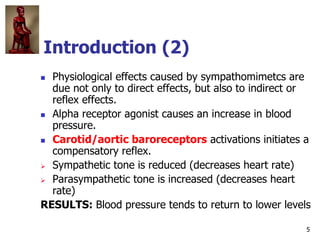 5
Introduction (2)
 Physiological effects caused by sympathomimetics are
due not only to direct effects, but also to indi...