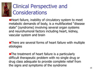 Clinical Perspective and
Considerations
15
Heart failure, inability of circulatory system to meet
metabolic demands of bod...