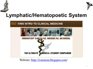 Lymphatic/Hematopoetic System




    Website: http://ivmsicm.blogspot.com/
                                            1
 