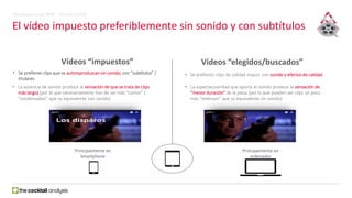 Vídeos “impuestos” Vídeos “elegidos/buscados”
Principalmente en
Smartphone
Principalmente en
ordenador
• Se prefieren clip...