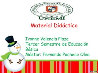 Material Didáctico

Ivonne Valencia Plaza
Tercer Semestre de Educación
Básica
Máster: Fernando Pacheco Olea
 