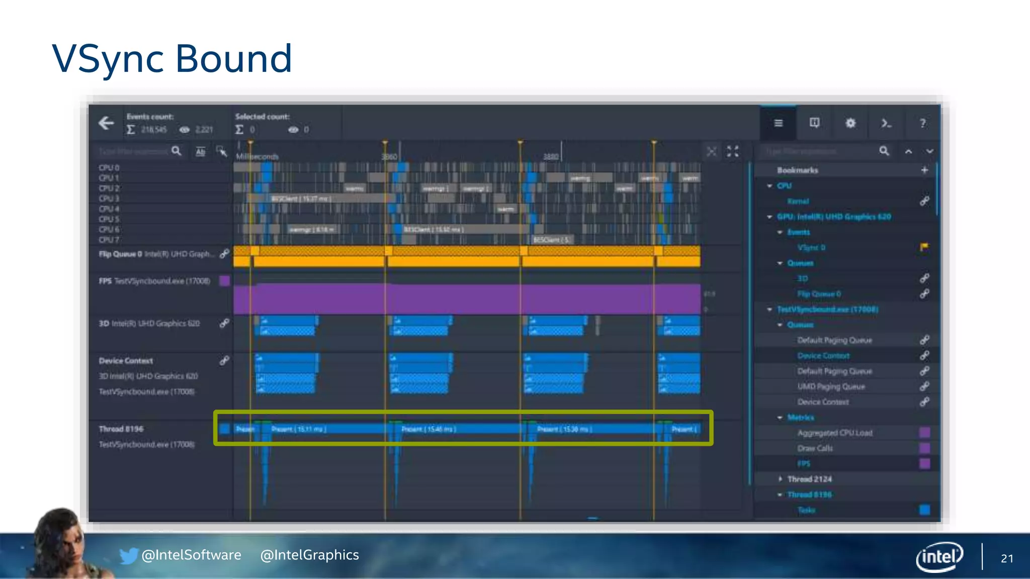 @IntelSoftware @IntelGraphics 21
VSync Bound
 