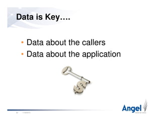 Data is Key….
• Data about the callers
• Data about the application
11/26/201028
 
