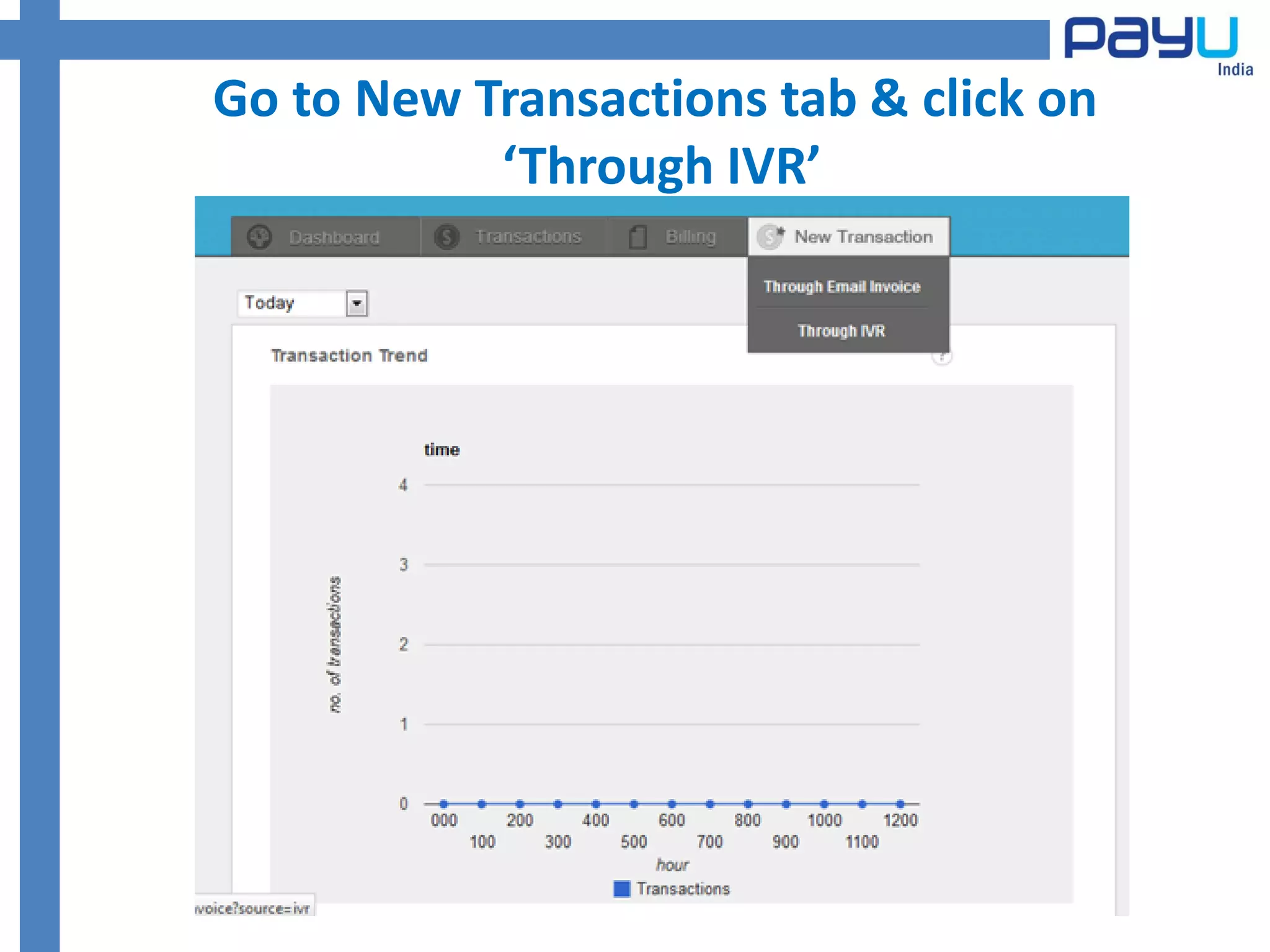 Go to New Transactions tab & click on
           ‘Through IVR’
 