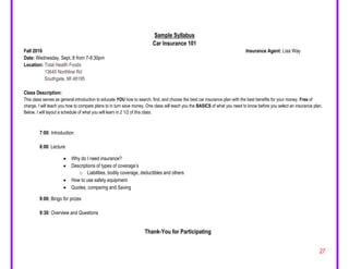 Descriptions of types of coverage’s