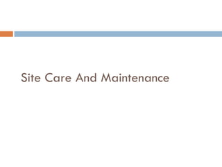 Site Care And Maintenance
 