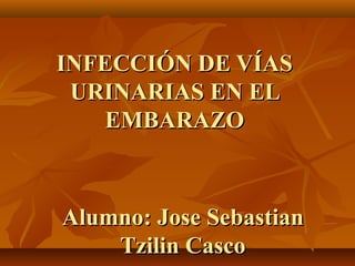 INFECCIÓN DE VÍAS
URINARIAS EN EL
EMBARAZO

Alumno: Jose Sebastian
Tzilin Casco

 