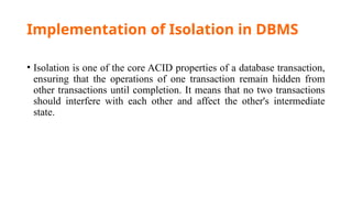 DBMS Protocols, time sharing, two phase locking, validation | PPTX