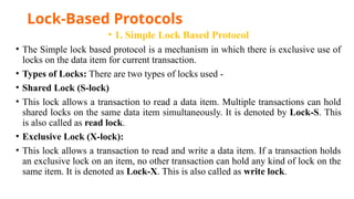 DBMS Protocols, time sharing, two phase locking, validation | PPTX