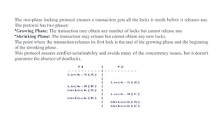 DBMS Protocols, time sharing, two phase locking, validation | PPTX