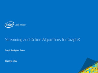 Streaming and Online Algorithms for GraphX 
Graph Analytics Team 
Xia (Ivy) Zhu 
Intel Confidential — Do Not Forward 
 