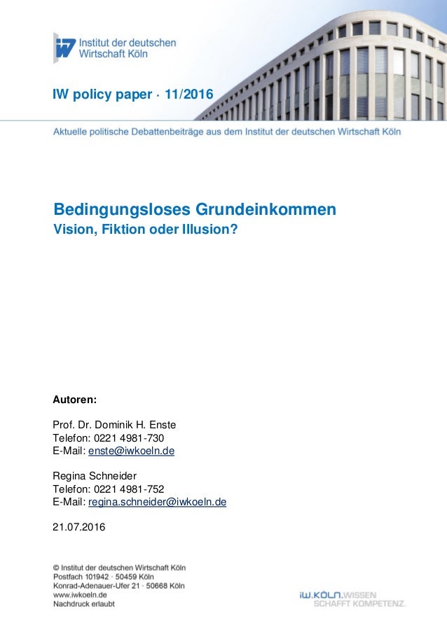 Bedingungsloses Grundeinkommen Vision Fiktion Oder Illusion - 