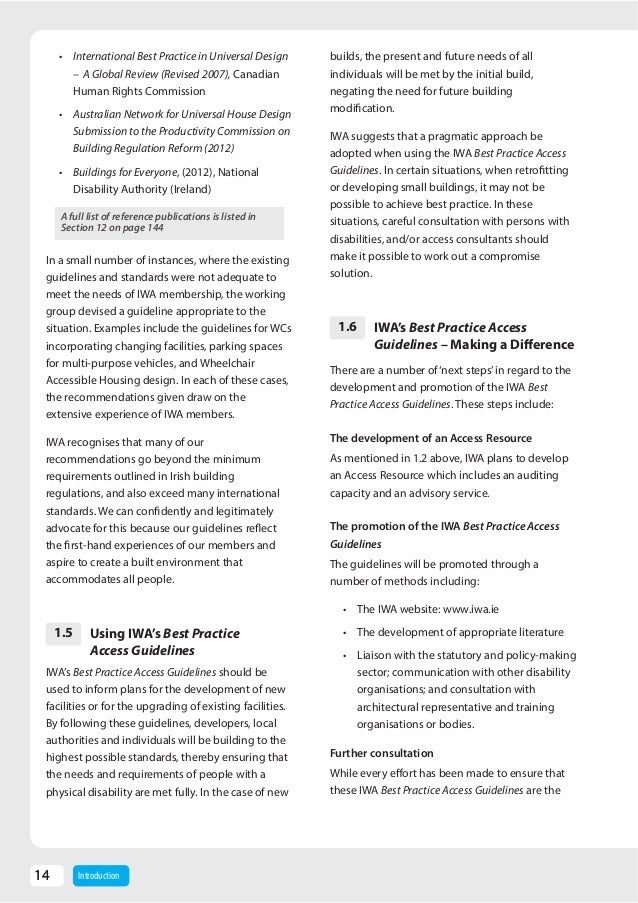 irish wheelchair association access guidelines