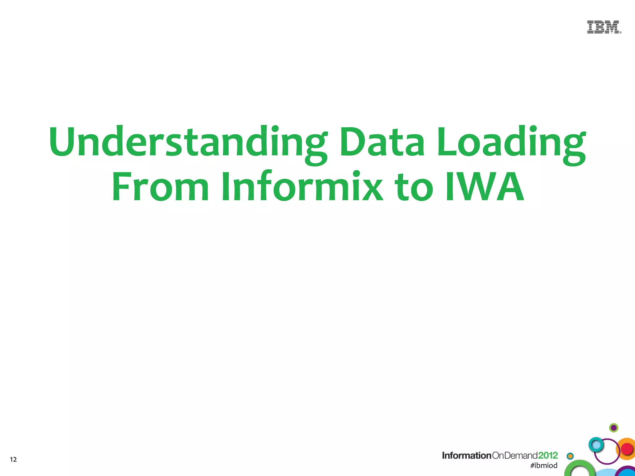 Understanding Data Loading
       From Informix to IWA




12
                            #ibmiod
 