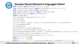 12Guida all'acquisto di sistemi con machine learning - Marmo
Esempio Neural Network in linguaggio Python
 