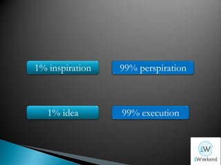 1% inspiration99% perspiration1% idea99% execution