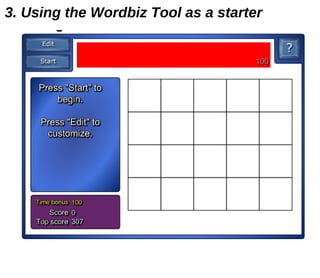 3. Using the Wordbiz Tool as a starter 