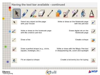 Having the tool bar available - continued