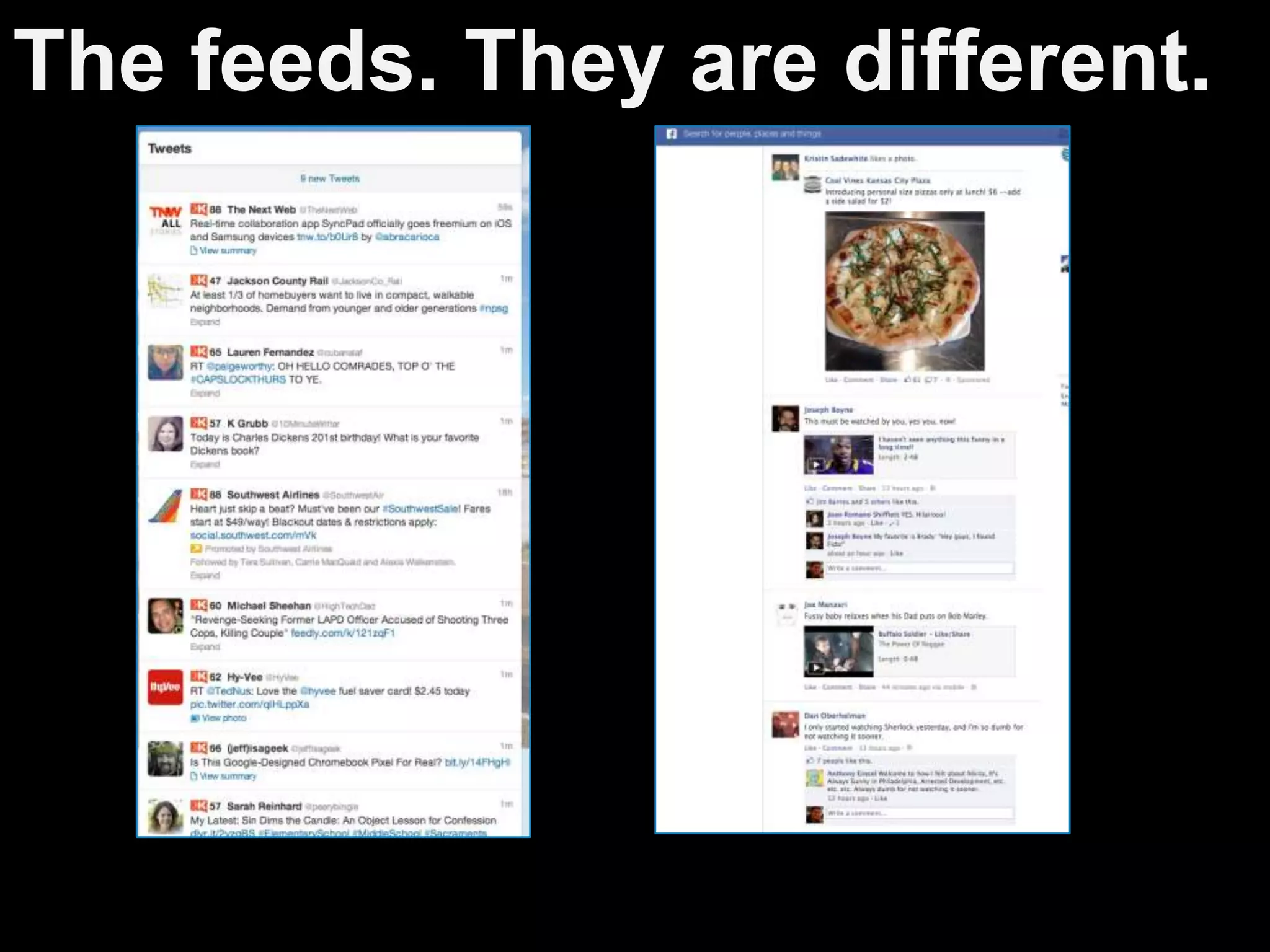 The feeds. They are different.
 