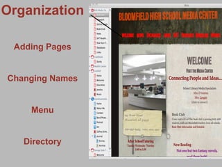 Organization Adding Pages Changing Names Menu Directory 