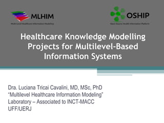 Healthcare Knowledge Modelling
      Projects for Multilevel-Based
           Information Systems


Dra. Luciana Tricai Cavalini, MD, MSc, PhD
“Multilevel Healthcare Information Modeling”
Laboratory – Associated to INCT-MACC
UFF/UERJ
 