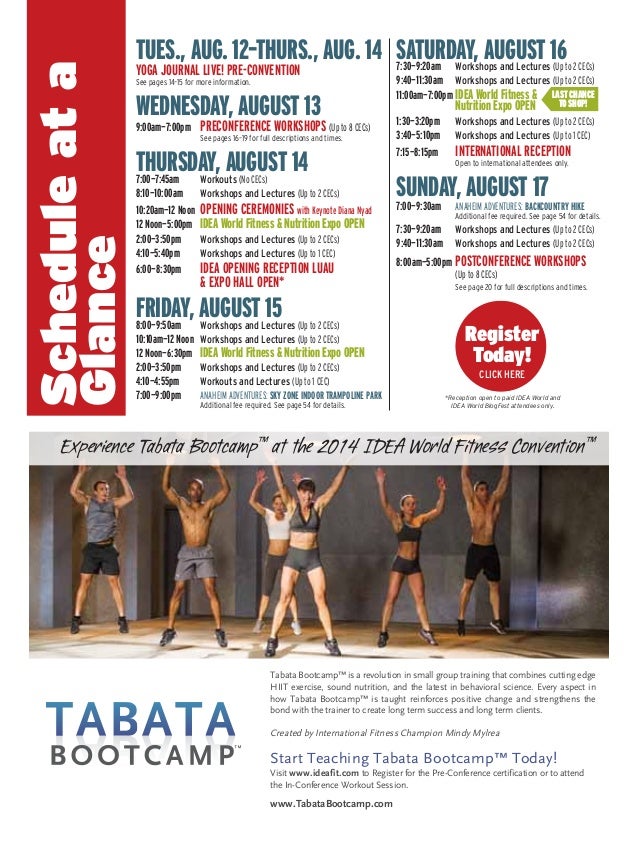 IDEA World Fitness Convention Brochure for August 2014 in Anaheim, Ca.
