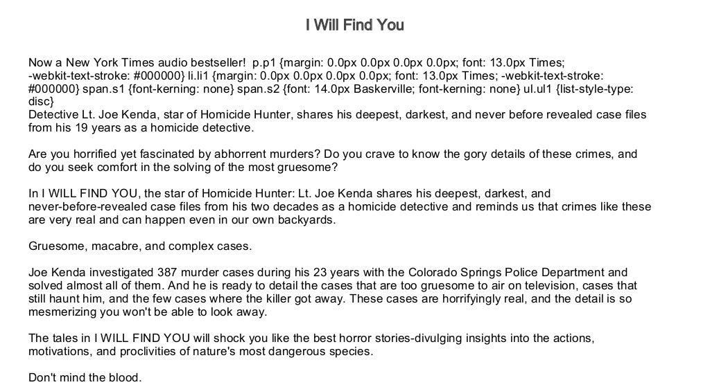 Https www audiobooks audiobook i will find you solving killer c 