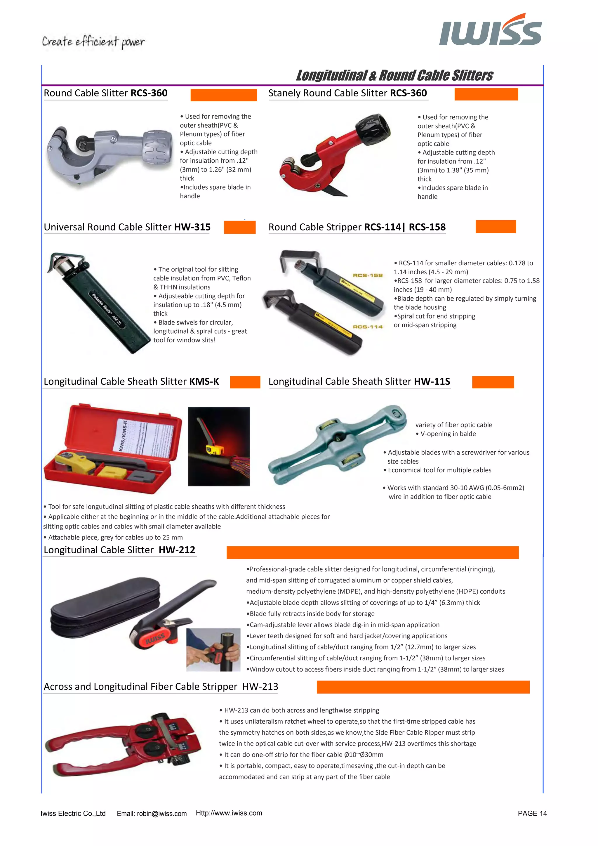 Iwiss Fiber Optic Tools Catalogue 2013 PDF