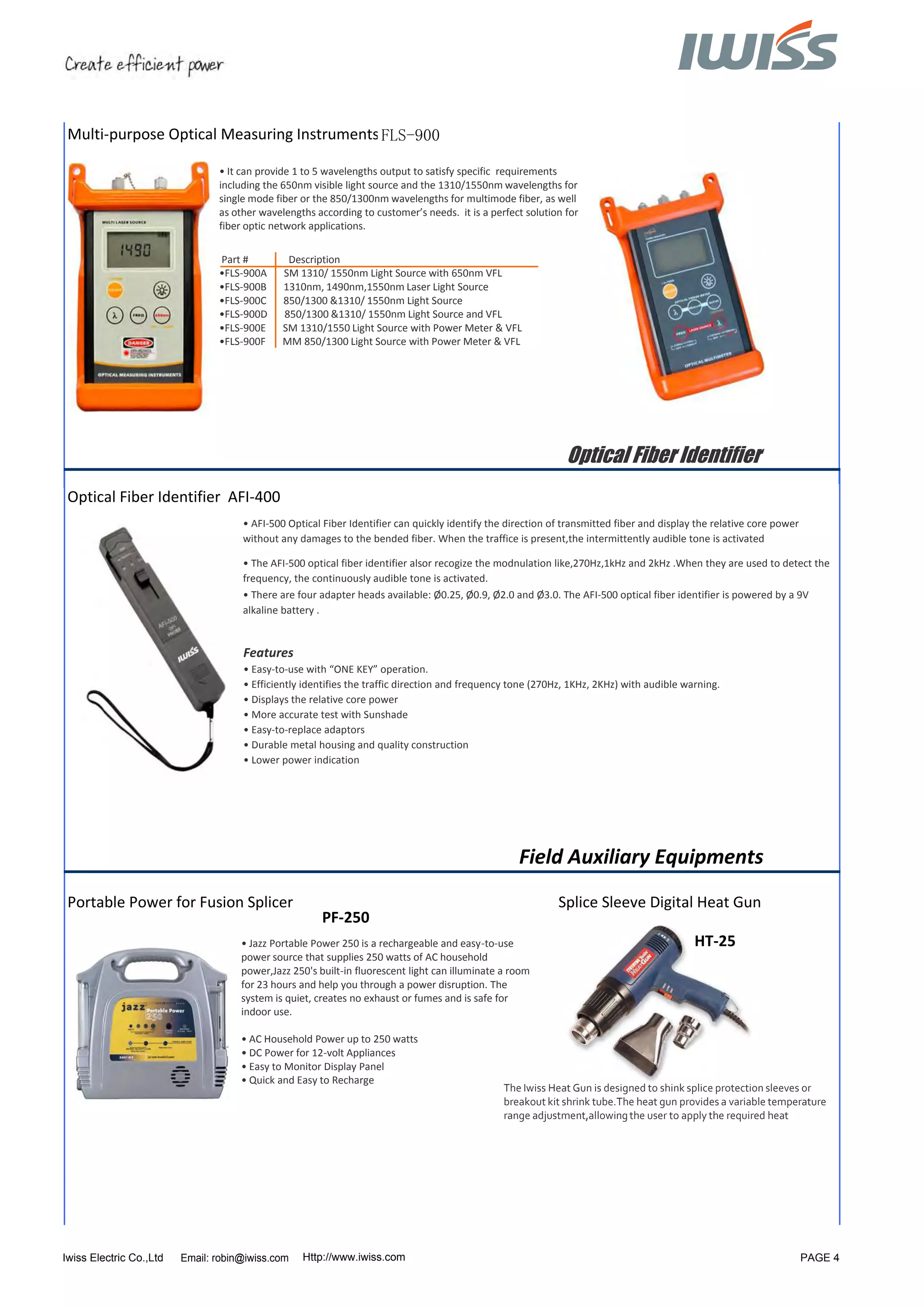 Iwiss Fiber Optic Tools Catalogue 2013 PDF